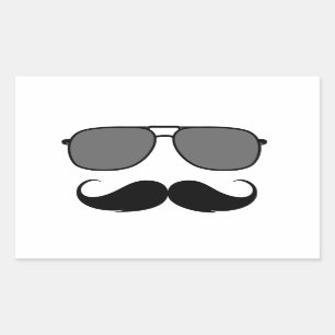 mustache and glasses rectangular sticker