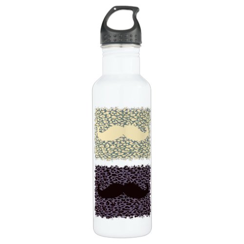 Mustache and Leopard Print Water Bottle