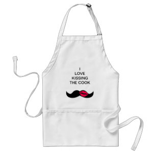 mustache and lips adult apron