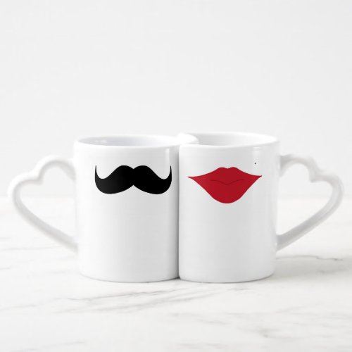 Mustache and lips couples mugs