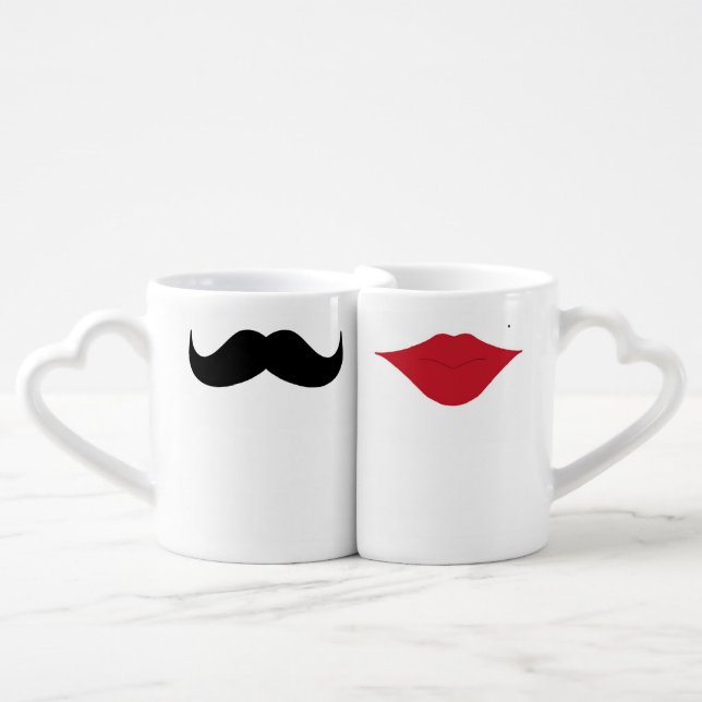Mustache and lips couples mugs (Front Nesting)