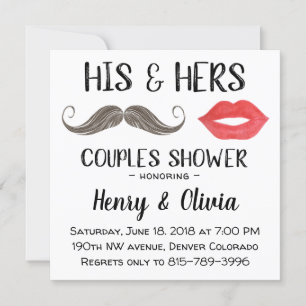 Mustache and Lips Couples Shower invitation