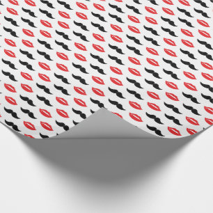 Mustache and Lips His & Hers Wedding Pattern Wrapping Paper