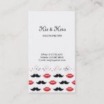Mustache and Lips Red & Black Pattern Business Card