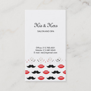 Mustache and Lips Red & Black Pattern Business Card
