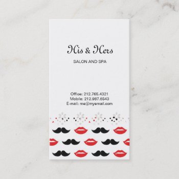 Mustache And Lips Red & Black Pattern Business Card by funkypatterns at Zazzle