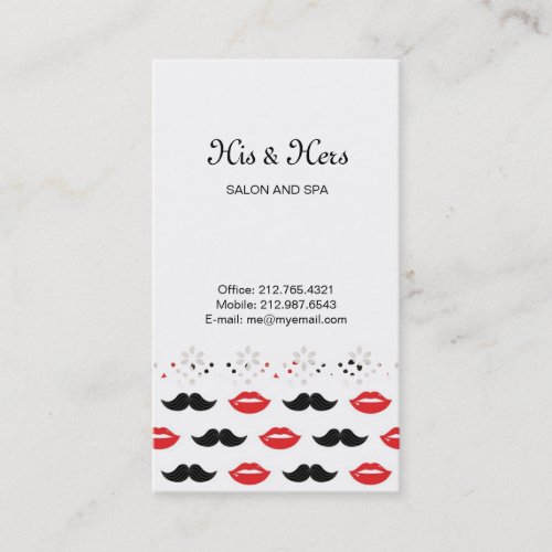 Mustache and Lips Red  Black Pattern Business Card