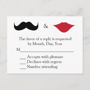 Mustache and lips RSVP Invitation Postcard