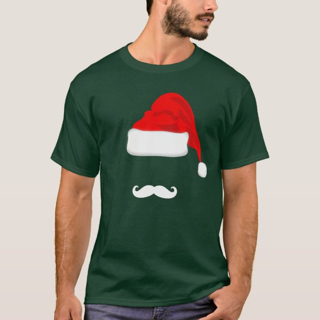 Mustache and Santa Hat Christmas T-shirt (Front)