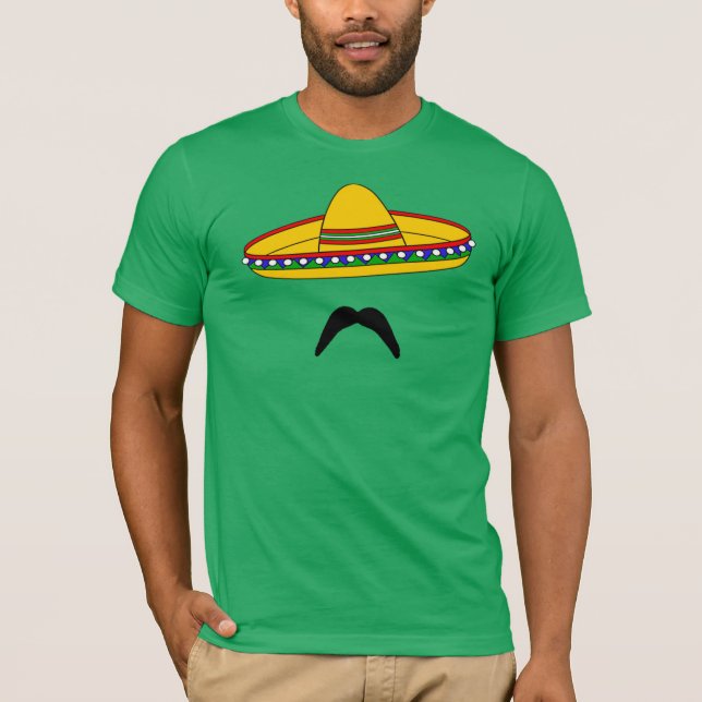 Mustache and Sombrero Cinco de Mayo Fiesta T-shirt (Front)