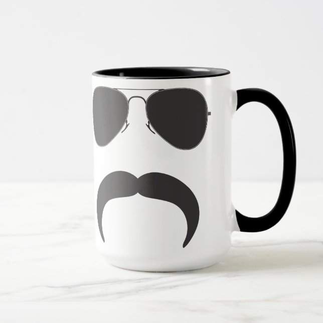 Mustache Aviator Silhouette Mug (Right)