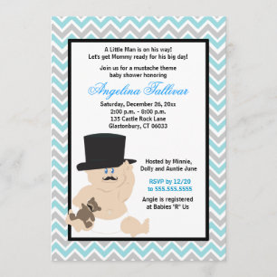 Mustache Baby Boy Baby Shower Invitation
