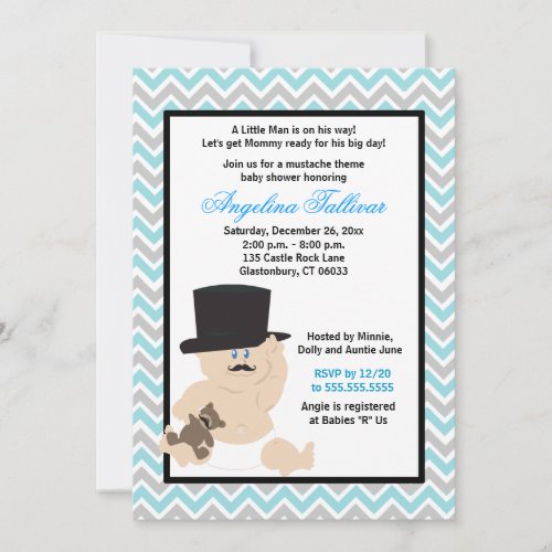 Mustache Baby Boy Baby Shower Invitation