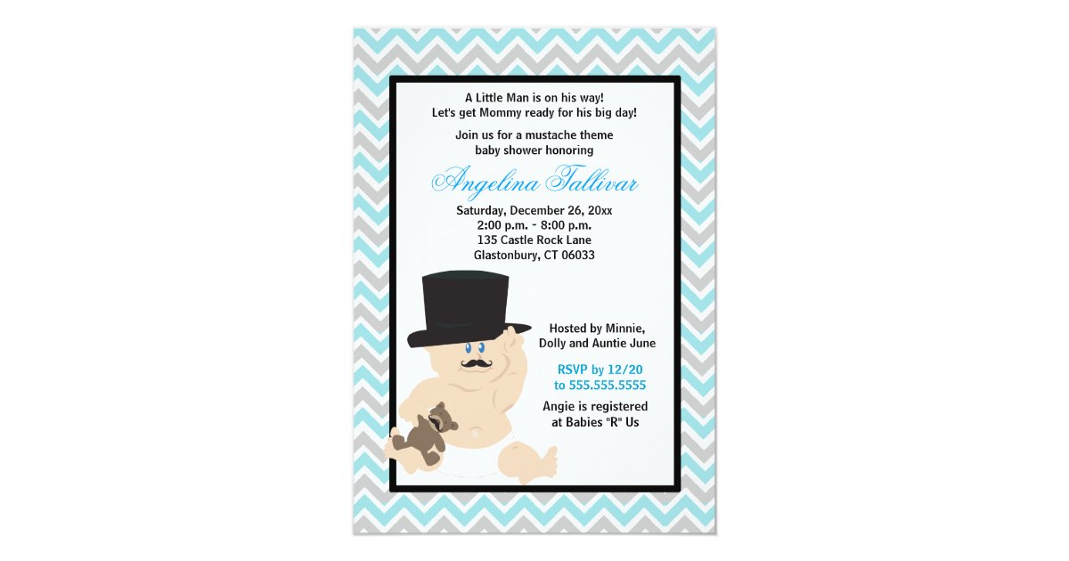 Mustache Baby Boy Baby Shower Invitation Zazzle Com