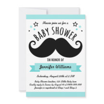 Mustache baby shower aqua blue