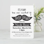 Mustache Baby Shower Black & White Invitations (Standing Front)