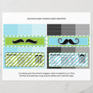 Mustache Baby Shower Chocolate Bar Wrappers
