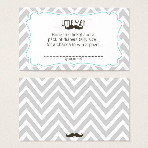 Mustache Baby Shower Diaper Raffle Ticket