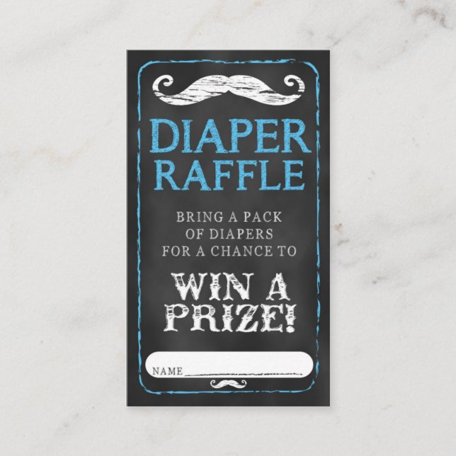Mustache Baby Shower Diaper Raffle Ticket Baby Enclosure Card (Front)