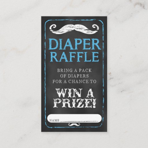 Customizable Mustache Baby Shower Diaper Raffle Ticket Baby Business Card Template