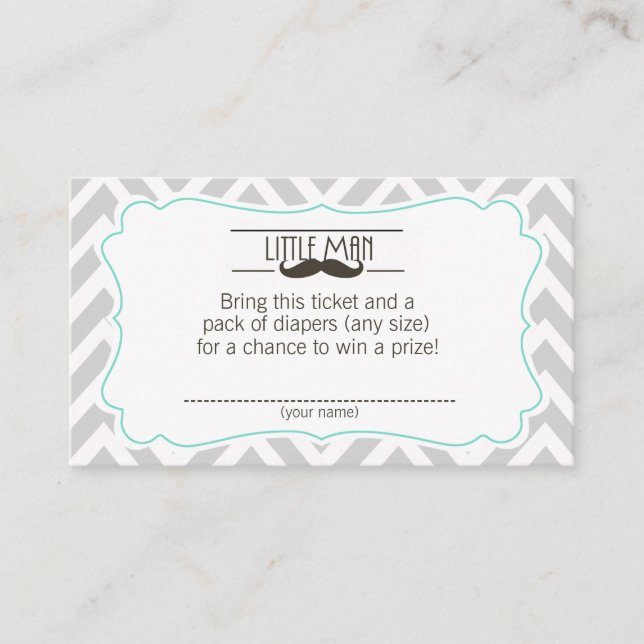 Mustache Baby Shower Diaper Raffle ticket Enclosure Card (Front)
