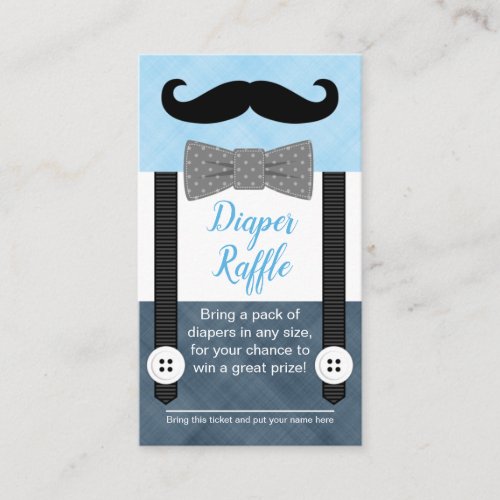 Mustache baby shower diaper raffle ticket navy enclosure card