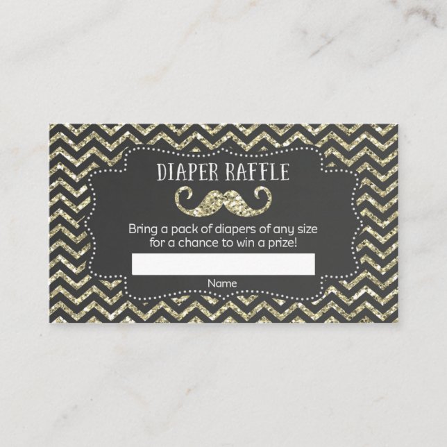 Mustache Baby Shower Diaper Raffle Tickets Enclosure Card (Front)