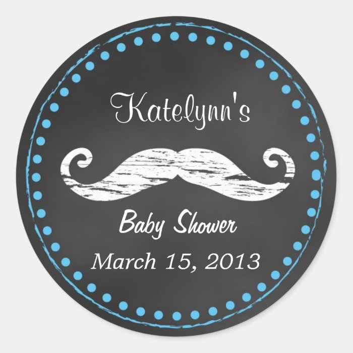 Mustache Baby Shower Favor Sticker