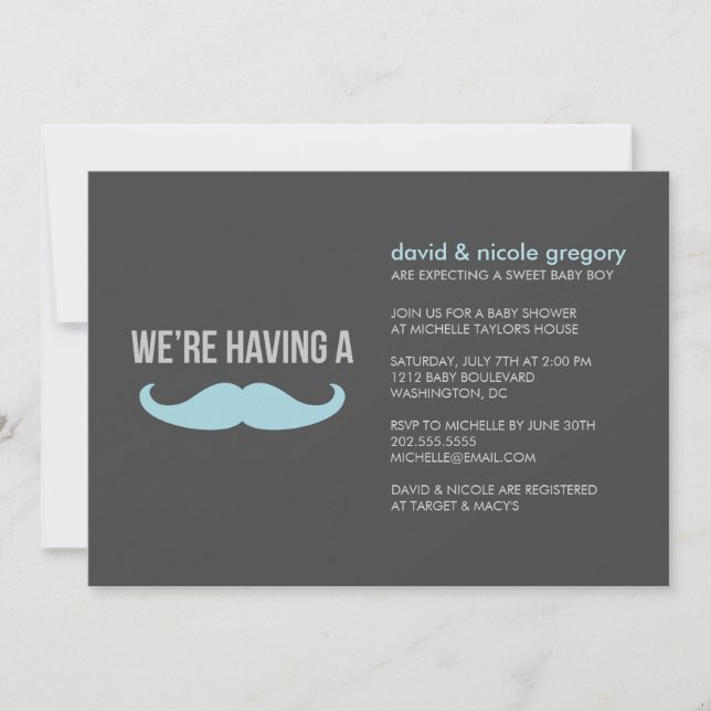 Mustache Baby Shower Invitation (Front)
