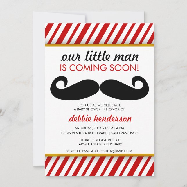Mustache Baby Shower Invitation (Front)