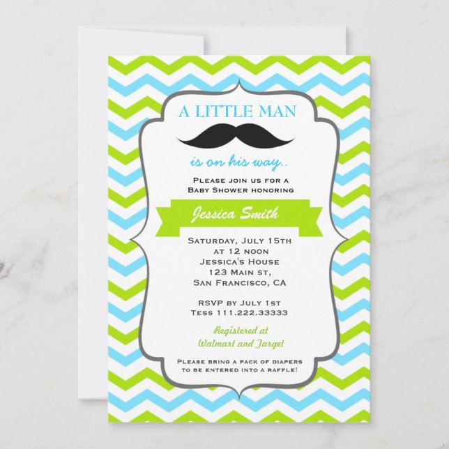Mustache Baby Shower Invitation (Front)