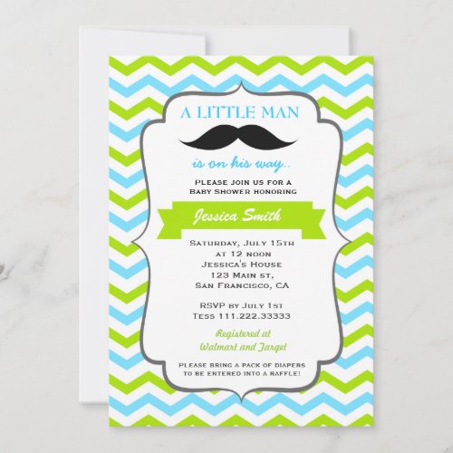 Mustache Baby Shower Invitation