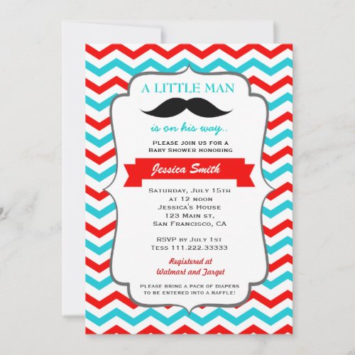 Mustache Baby Shower Invitation