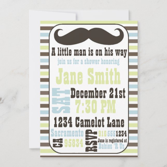 Mustache Baby Shower Invitation (Front)