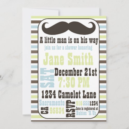 Mustache Baby Shower Invitation