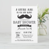Mustache Baby Shower Invitation Black and Gray (Standing Front)