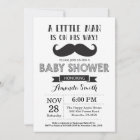 Mustache Baby Shower Invitation Black and Gray