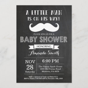 Mustache Baby Shower Invitation Chalkboard