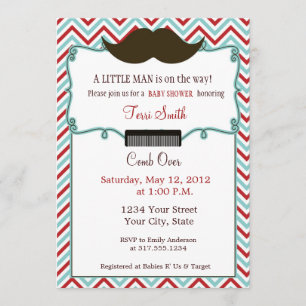 Mustache Baby Shower Invitation for Little Man