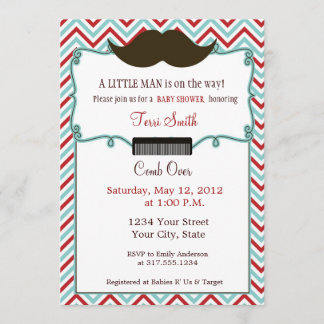 Mustache Baby Shower Invitation for Little Man