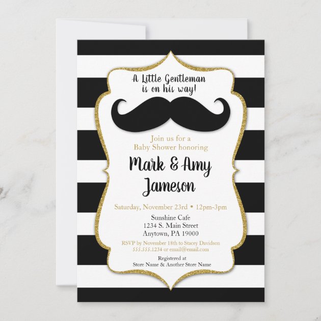 Mustache baby shower store invites