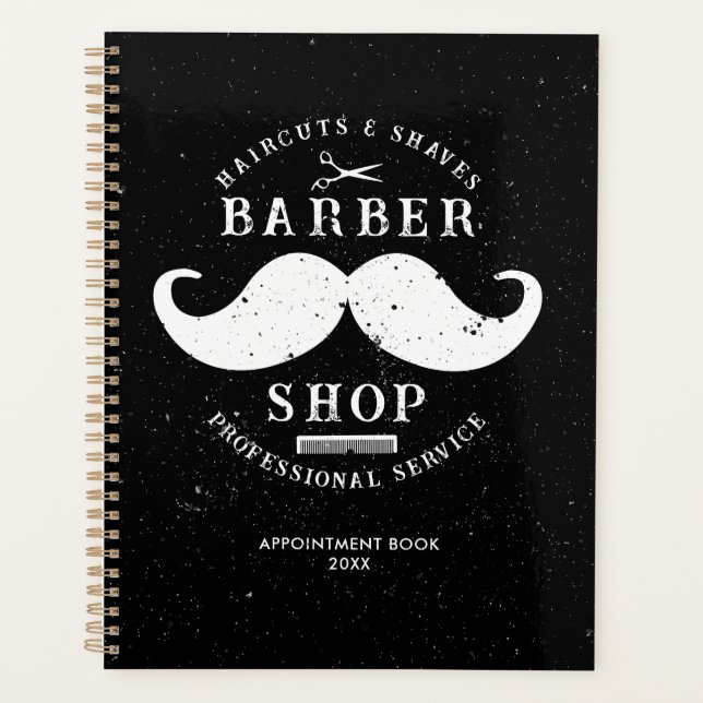 Mustache Barber Shop Hairstylist Appointment Planner (Front)