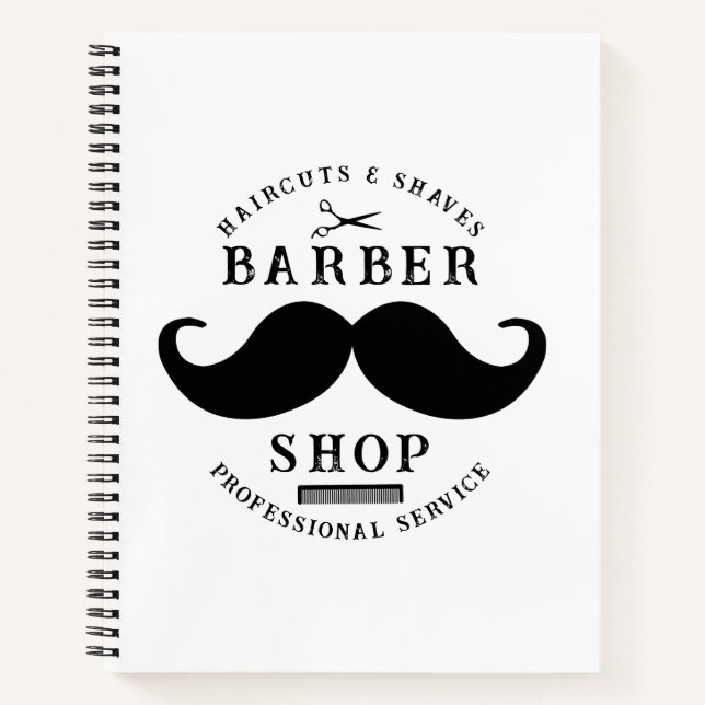 Mustache Barber Shop Modern Hairstylist Barbershop Notebook (Front)