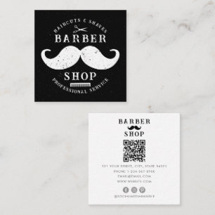 Mustache Barber Shop Modern Masculine Hairstylist Square Business Card