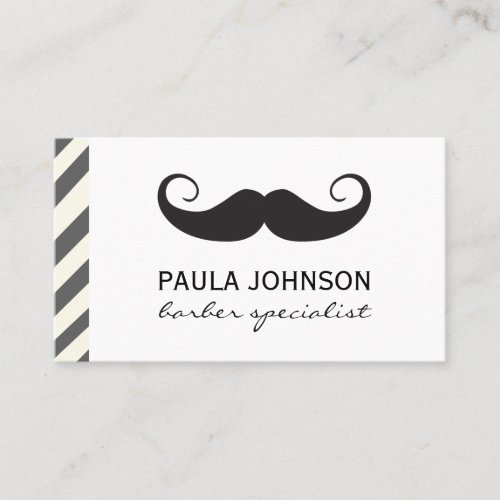 Mustache Barber Shop Pole Trim Business Card