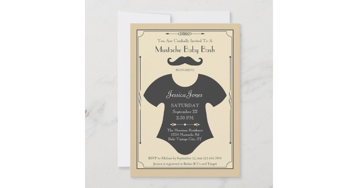 Mustache Bash Baby Shower Invitation | Zazzle