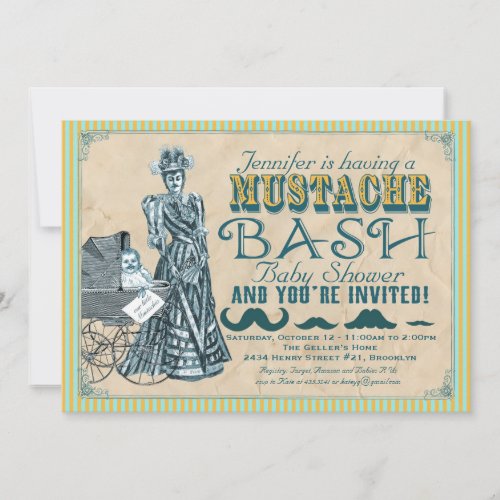 Mustache Bash Baby Shower Invitation