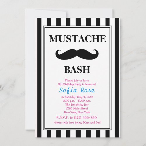 Mustache Bash Birthday Invitation
