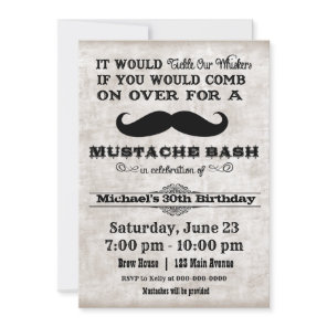 Mustache Bash Birthday Party Invitation