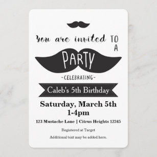 Mustache Bash Birthday PARTY Modern Invitations